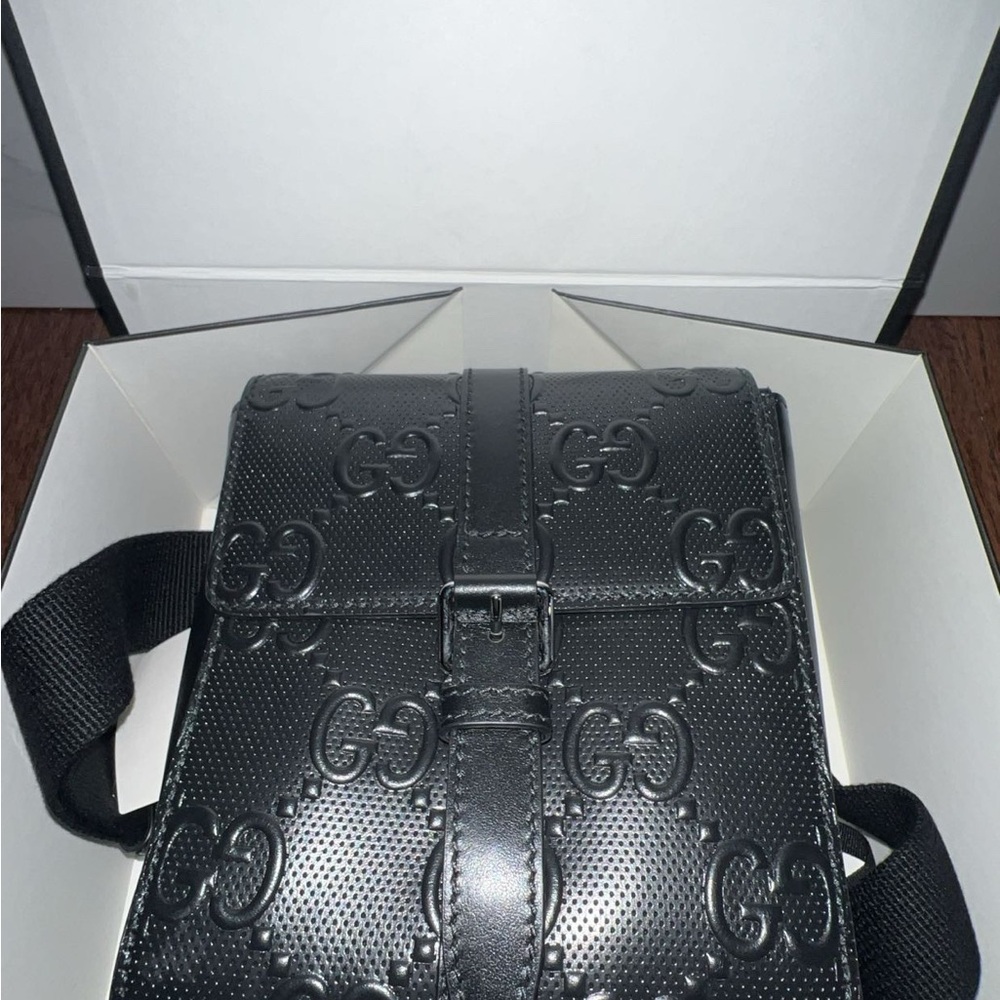 Gucci Black Embossed Messenger Bag